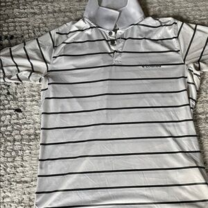 Columbia White Polo with Black Stripes